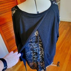 Torrid peekaboo black lace long sleeved split back open back sweater